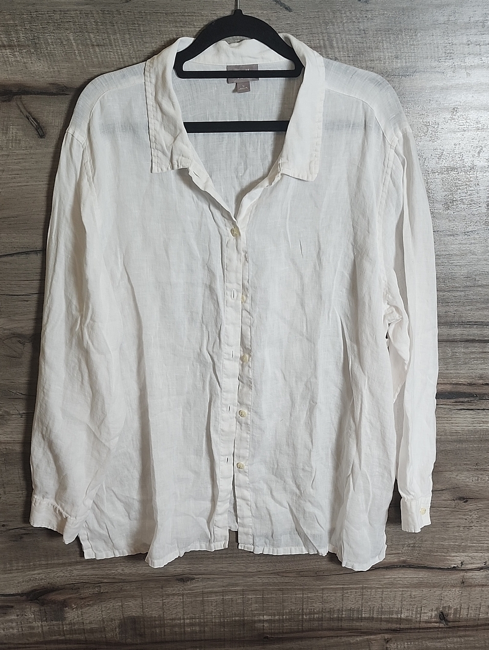 J. Jill. Classic Linen Button Down Shirt In White